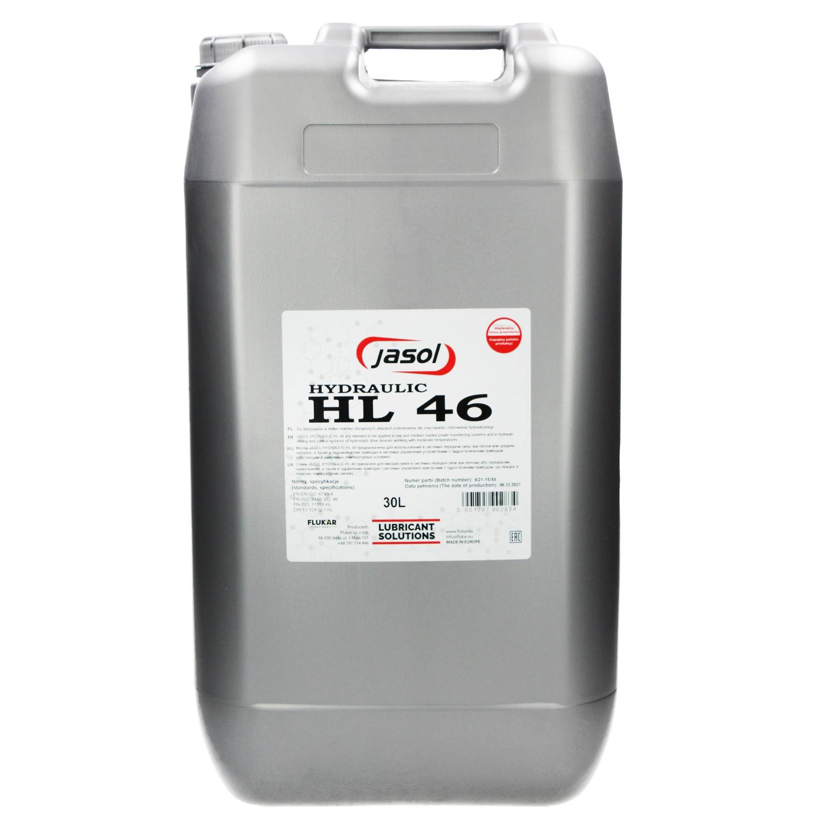 Гидравлическое масло JASOL HL 46 30л., HL4620