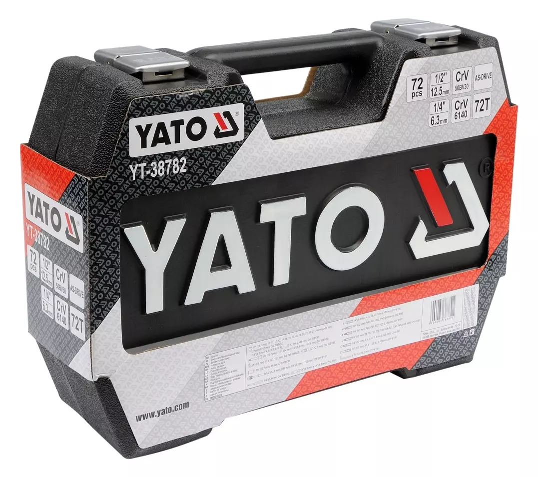 Набор торцевых ключей YATO 1/2", 1/4" 72 шт. (YT-38782)